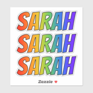 Vorname "SARAH" mit Spaß-Regenbogen-Farbton Aufkleber