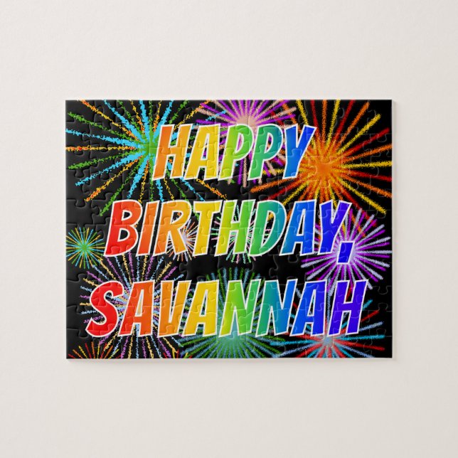 Vorname "SAVANNAH", Fun "HAPPY BIRTHDAY" Puzzle (Horizontal)