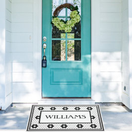 Vorname Schwarz-Weiß-Tile-Design Fußmatte