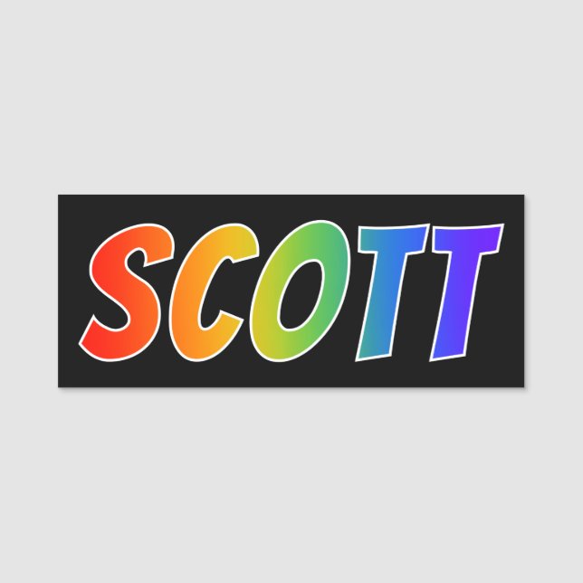 Vorname "SCOTT": Spaß-Regenbogen-Farbton Namensschild (Vorderseite)