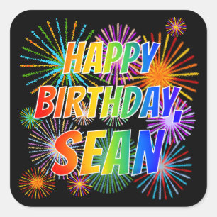 Vorname "SEAN", Fun "GLÜCK BIRTHTAG" Quadratischer Aufkleber