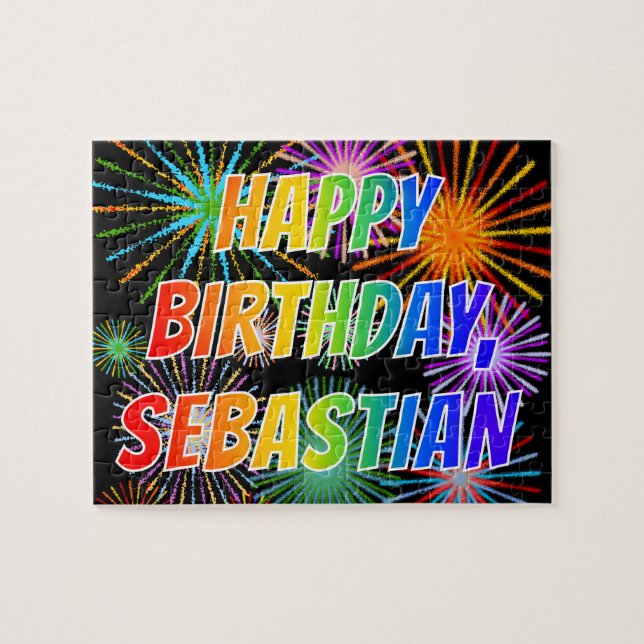 Vorname "SEBASTIAN", Fun "HAPPY BIRTHDAY" Puzzle (Horizontal)