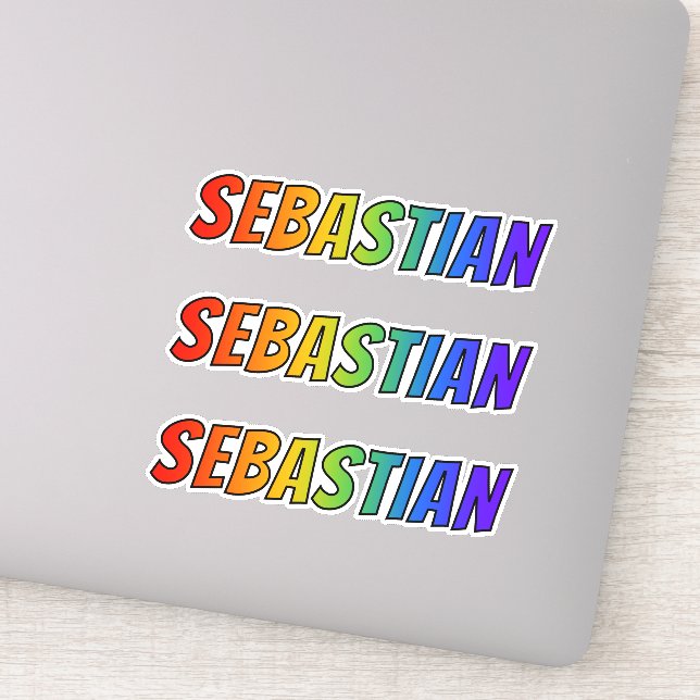 Vorname "SEBASTIAN" mit/ Fun Rainbow Coloring Aufkleber (Detail)