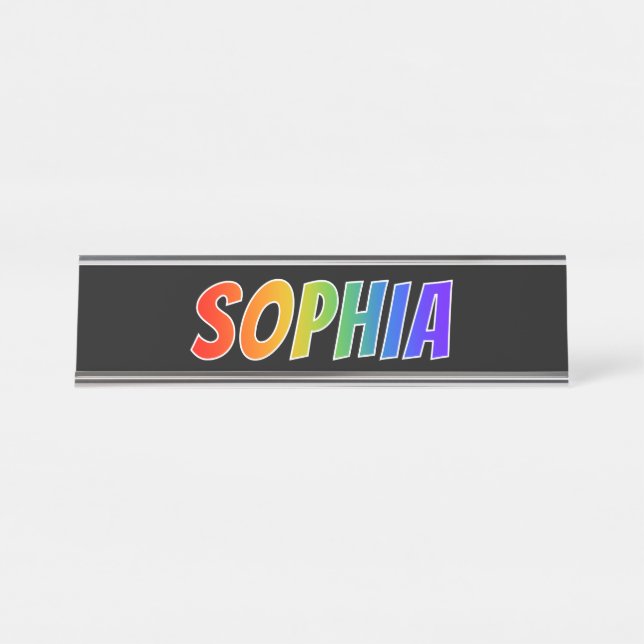 Vorname "SOPHIA": Fun Rainbow Coloring Schreibtischnamensplakette (Vorderseite )