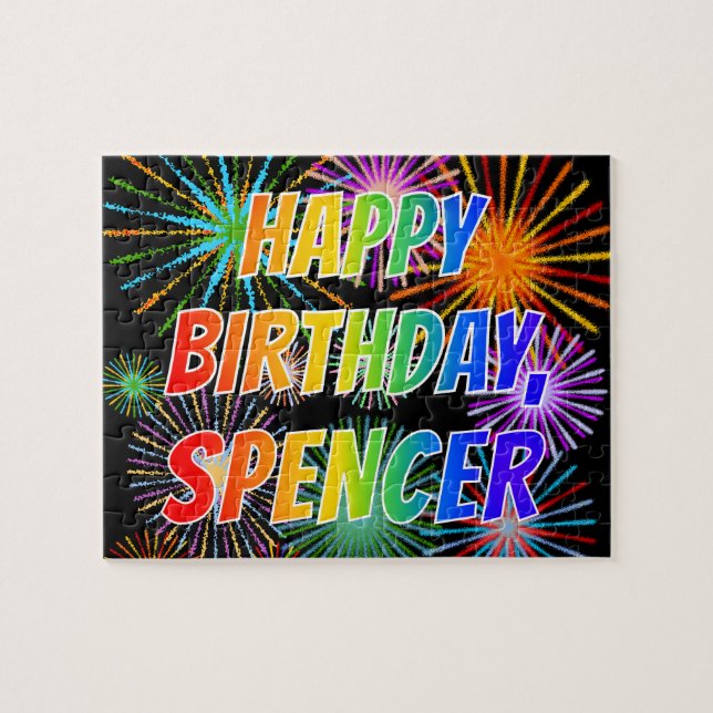 Vorname "SPENCER", Fun "HAPPY BIRTHDAY" Puzzle (Horizontal)