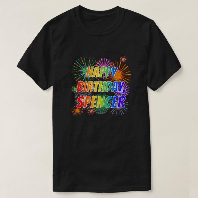 Vorname "SPENCER", Fun "HAPPY BIRTHDAY" T-Shirt (Design vorne)