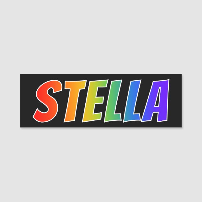 Vorname "STELLA": Spaß-Regenbogen-Farbton Namensschild (Vorderseite)