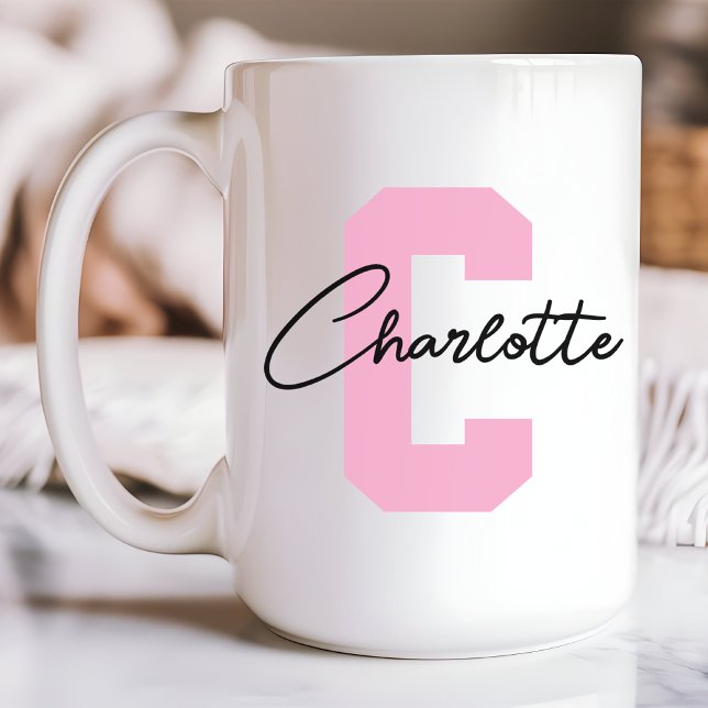 Vorname Tasse, Muttertag, Geburtstag Kaffeetasse (pink custom mug, personalized name mug, initial name mug, custom mom mug, Mother’s Day gift, mom diy)