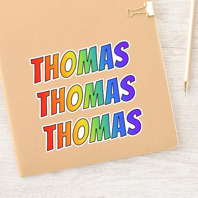 Vorname "THOMAS" mit/ Fun Rainbow Coloring Aufkleber (Notizbuch)