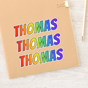 Vorname "THOMAS" mit Spaß-Regenbogen-Farbton Aufkleber