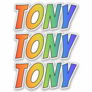 Vorname "TONY" mit Spaß-Regenbogen-Farbton Aufkleber