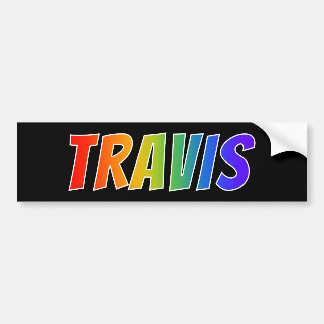 Vorname "TRAVIS": Spaß-Regenbogen-Farbton Autoaufkleber (Vorne)