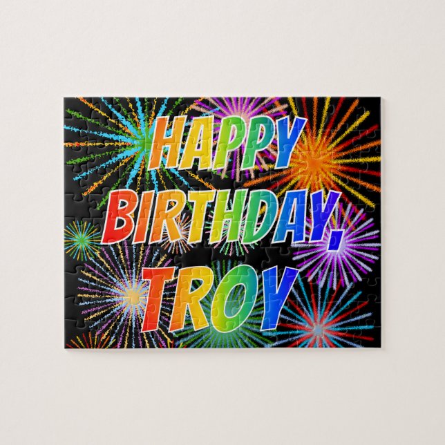 Vorname "TROY", Fun "HAPPY BIRTHDAY" Puzzle (Horizontal)