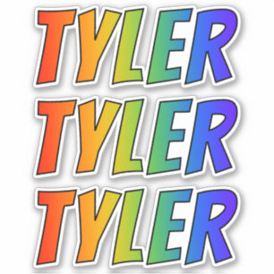 Vorname "TYLER" mit/ Fun Rainbow Coloring Aufkleber