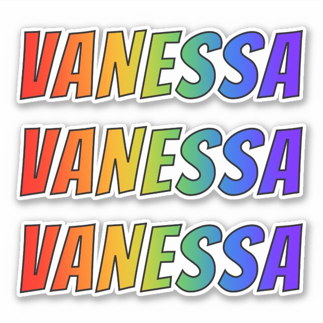 Vorname "VANESSA" mit/ Fun Rainbow Coloring Aufkleber (Vorderseite)