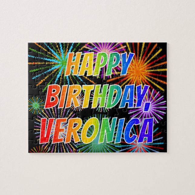 Vorname "VERONICA", Spaß "GLÜCKLICHER GEBURTSTAG" Puzzle (Horizontal)