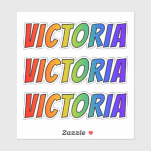 Vorname "VICTORIA" mit Spaß-Regenbogen-Farbton Aufkleber