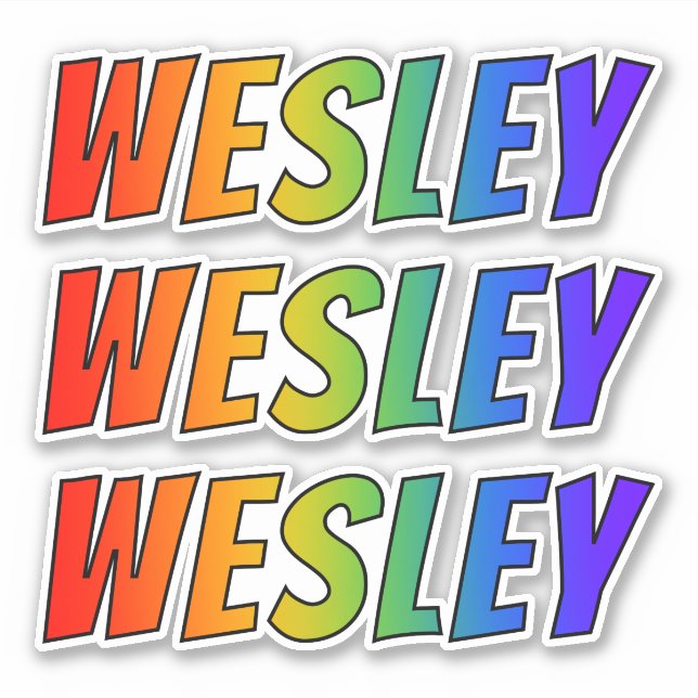 Vorname "WESLEY" mit/ Fun Rainbow Coloring Aufkleber (Vorderseite)