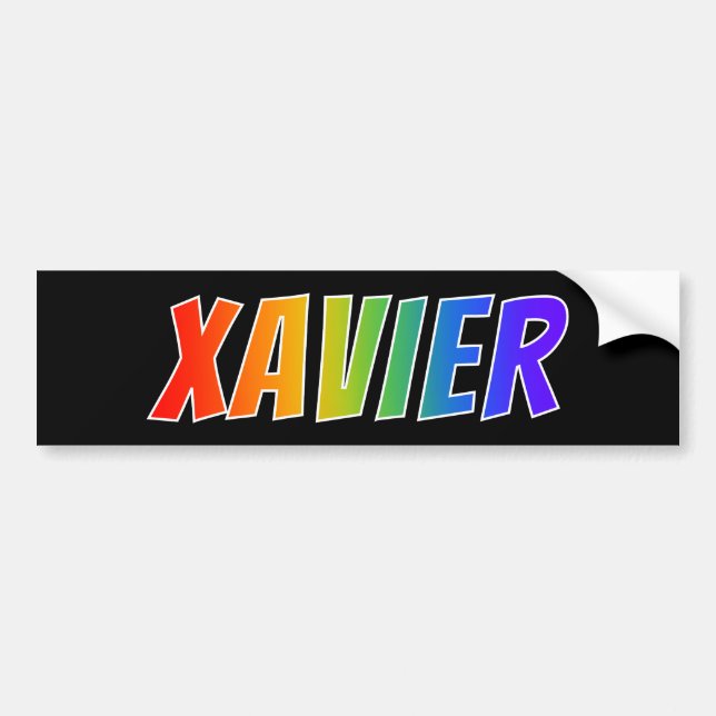 Vorname "XAVIER": Spaß-Regenbogen-Farbton Autoaufkleber (Vorne)
