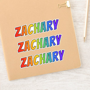 Vorname "ZACHARY" mit/ Fun Rainbow Coloring Aufkleber