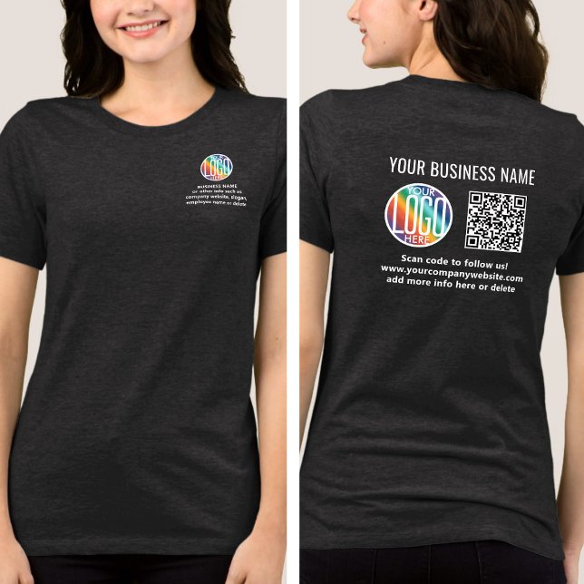 Vorne Hinten Kundenspezifisch bedruckter Logo & QR Tri-Blend Shirt (Von Creator hochgeladen)