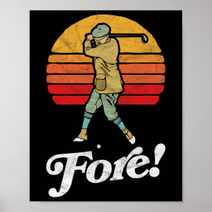 Vorne! Vintage Golfschwung Retro-Stil Golfer Poster