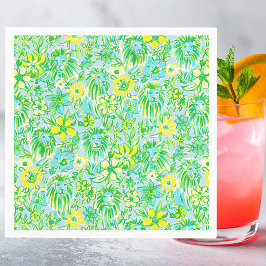 Vornehm gelber und grüner Löwe mit Blumen Küste Serviette