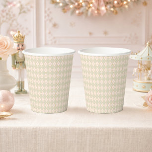 Vornehme Argyle-Mint-Pfirsich-Weihnachts-Winterpar Pappbecher