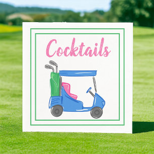 Vornehme blaue Golfwagen-Cocktailparty Serviette