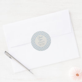 Vornehme blaue karierte Babyparty Runder Aufkleber
