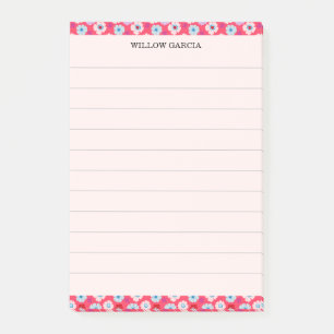 Vornehme botanische Chic rote/rosa florale liniert Post-it Klebezettel