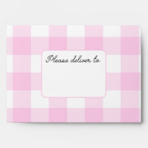 Vornehme Candy Pink Gingham-Umschlag mit Adressfel