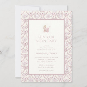 Vornehme Couquette-Küsten-Baby-Party-Einladung Einladung