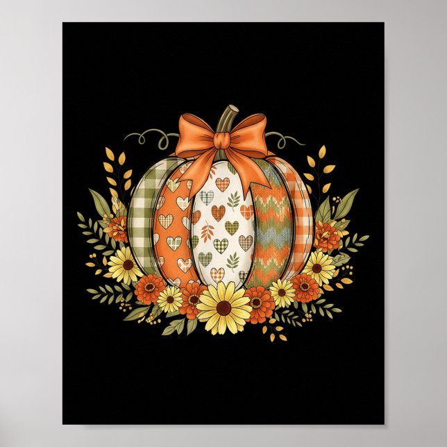 Vornehme Florale Herbst-Kürbis-Spitze Coquette-Sch Poster (Vorne)