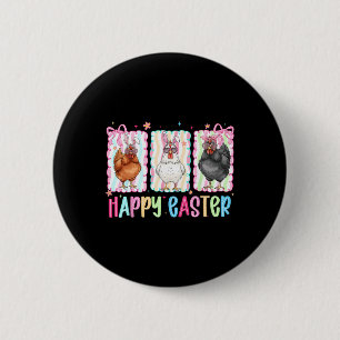Vornehme glückliche Ostern Huhn Kokette Schleife S Button