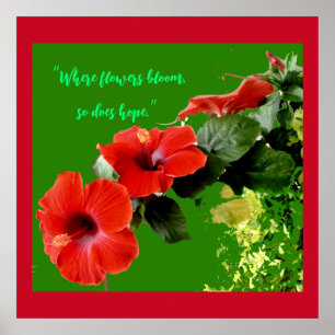 Vornehme Grödner für Red Hibisken Custom Blume Quo Poster