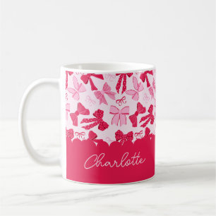 Vornehme handgezeichnete Coquette rosa rote Schlei Kaffeetasse