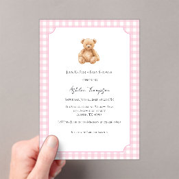 Vornehme klassische Teddybär-Baby-Party-Acryleinla Acryleinladungen