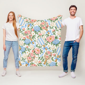 Vornehme Küsten-Chic-Pickleball-Blau und Rosarot Fleecedecke