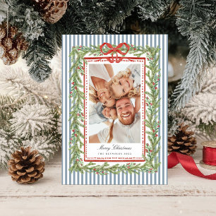 Vornehme Küsten-Schleifen-Familien-Weihnachtsfeier Feiertagskarte