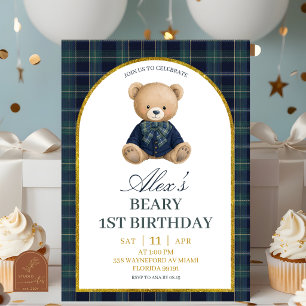 Vornehme Luxus-Beary-Einladung zum 1. Geburtstag Einladung