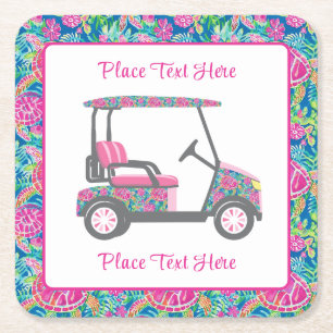 Vornehme Meeresschildkröten Golf Cart Rechteckiger Pappuntersetzer