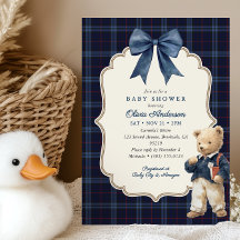 Vornehme Navy-Blau-Tartan-Teddybär-Jungen-Baby-Par