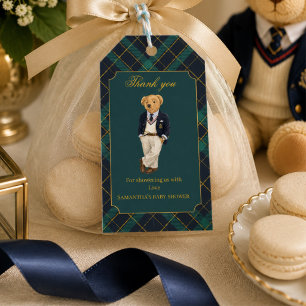 Vornehme Old Money Teddy Baby Shower Dankeschön-Et Geschenkanhänger