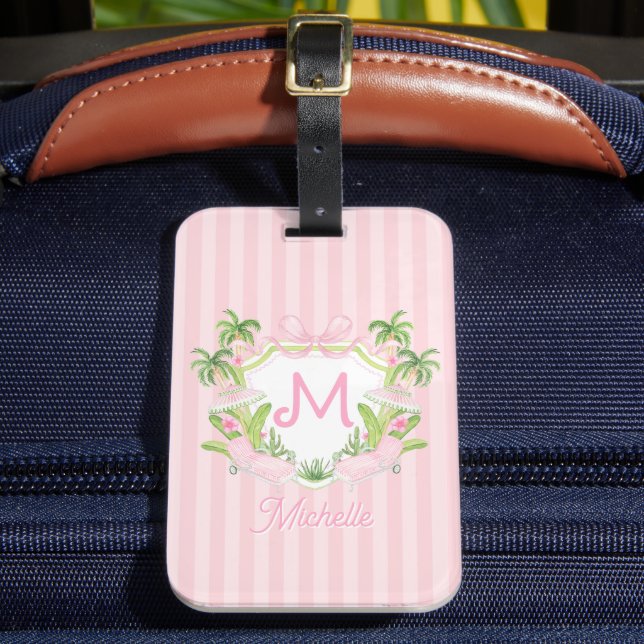 Vornehme Palm Beach Monogramm-Krone Gepäckanhänger (Vorderseite Insitu 2)
