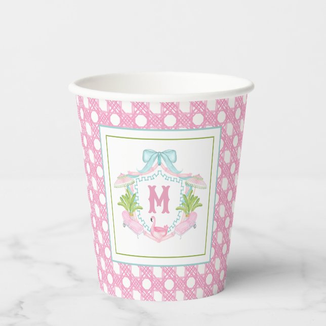 Vornehme Palm Beach-Monogramm-Krone Pappbecher (Vorderseite)