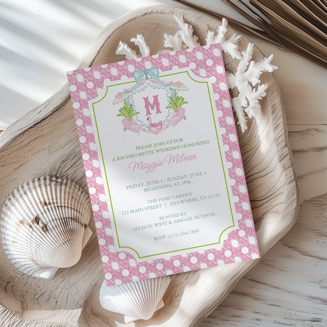 Vornehme Palm Beach-Monogramm-Krone-Party Einladung (Von Creator hochgeladen)