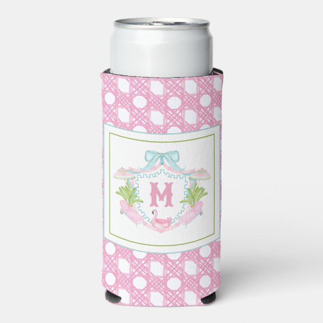 Vornehme Palm Beach-Monogramm-Krone Selters Dosenkühler (Seltzer Vorderseite)
