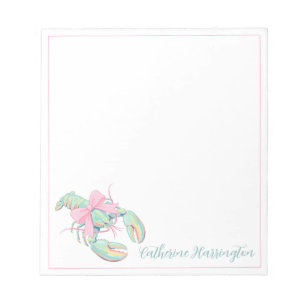 Vornehme Pastell-Wasserfarbe-Hummer-Personalisieru Notizblock