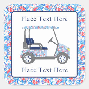 Vornehme patriotische Krabben Golfkarre Quadratischer Aufkleber